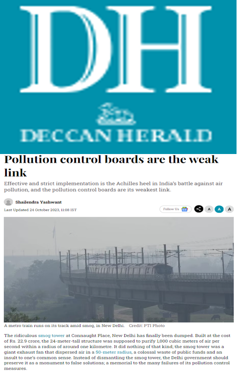 CSTEP’s study on air pollution mentioned in an article in Deccan Herald
