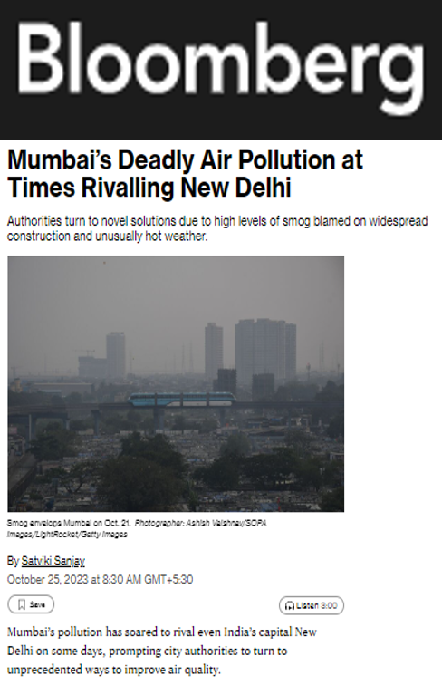 Dr R Subramanian’s quote on air smog machines mentioned in an article in Bloomberg
