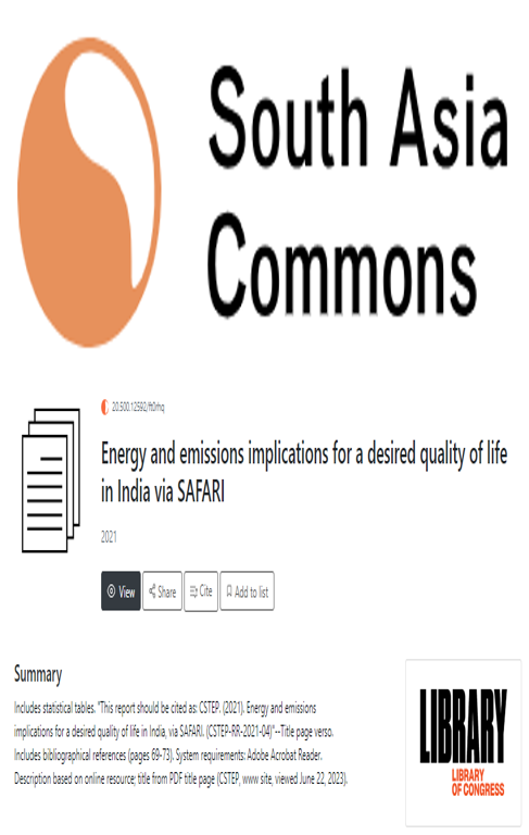 CSTEP’s study on SAFARI included in South Asia Commons